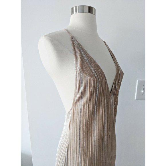 Champagne Formal Dress Bridal 1920s Great Gatsby women's MEDIUM marilyn monroe - Picture 4 of 8
